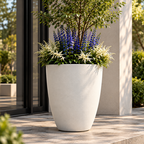Elegant Blue-and-White Planter Entrance